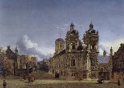 Jan van der Heyden Church Square, memories France oil painting artist